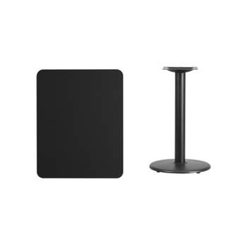 Flash Furniture 24'' x 30'' Rectangular Black Laminate Table Top with 18'' Round Table Height Base