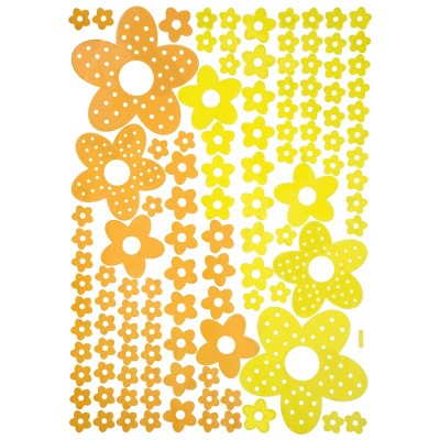Slickblue Colorful Flower Wall Decals – Floral Vinyl Stickers in Green/Yellow/Pink, Multiple Design Options 19.7" x 27.6"