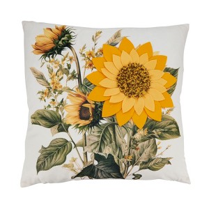 Saro Lifestyle Bright Felt Applique Sunflower Down Filled Pillow, 18"x18", Multicolored - 1 of 4