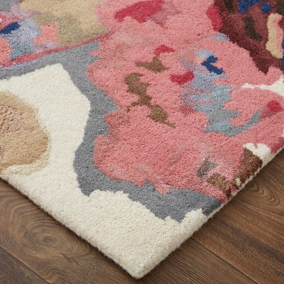 Dafney Blue Floral Wool and Viscose 3'6" x 5'6" Area Rug
