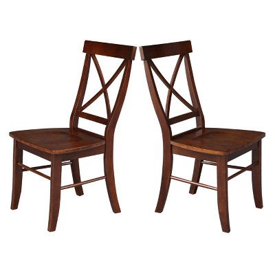 Espresso High Cross Back Solid Wood Side Chairs, Set of 2