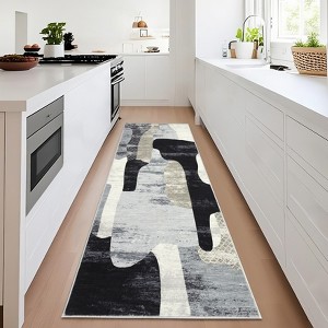 Area Rug Modern Abstract Rugs for Living Room Geometric Non-Slip Backing Low Pile Floor Carpet - 1 of 4