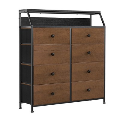 REAHOME 8 Drawer Steel Frame Bedroom Storage Organizer Chest Dresser, Espresso