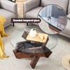 Lyngins Modern Circular Coffee Table with Transparent Tempered Glass Top, Round Tea Table with MDF Table Legs for Living Room - 4 of 4