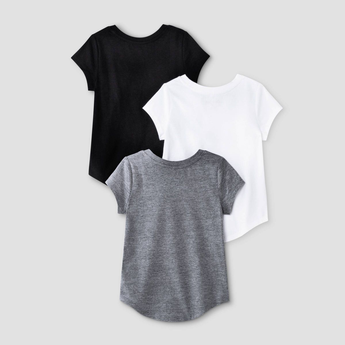 Toddler Girls' 3pk Short Sleeve T-Shirt - Cat & Jack™ White/Black/Gray - thumbnail 2