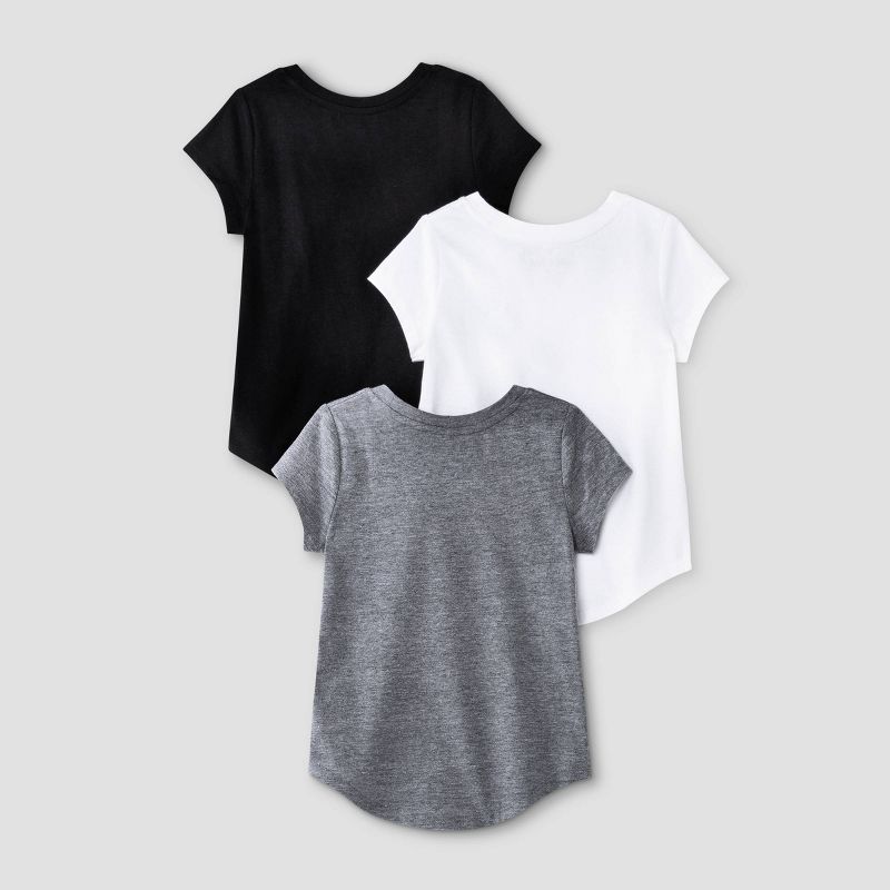Toddler Girls' 3pk Short Sleeve T-Shirt - Cat & Jack™ White/Black/Gray, 2 of 4