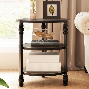 Small Side Table, Round End Table with 3 Shelves for Living Room, Bedroom, Night Stand Accent Coffee Table with Steel Frame for Small Spaces - 1 of 4