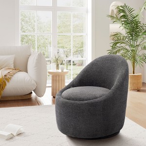 Modern Barrel Swivel Chairs with Concealed Storage, Round Upholstered Accent Chairs - 1 of 4