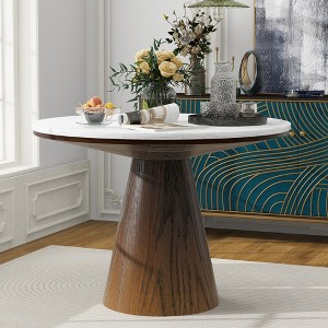 TiramisuBest Retro Round Dining Table Minimalist Elegant Table for Living Room, Dining Room - 1 of 4