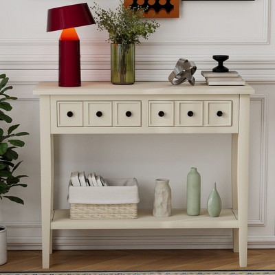 NicBex Console Table Entryway Table Side Table with Open Shelf Sofa Table with Rubber Wood Legs for Living Room, Hallway