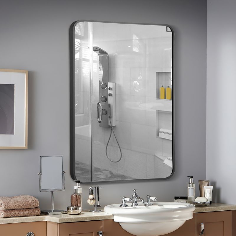 Costway 22''x 30''Bathroom Wall Mounted Mirror Aluminum Alloy Frame Decor Gold\Black, 3 of 11