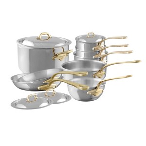 Mauviel M"Cook B 12 Piece Cookware Set with Cast Bronze Handles, Stainless Steel - 1 of 3