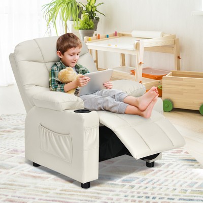 Infans Kids Youth Recliner Chair PU Leather w/Cup Holders & Side Pockets