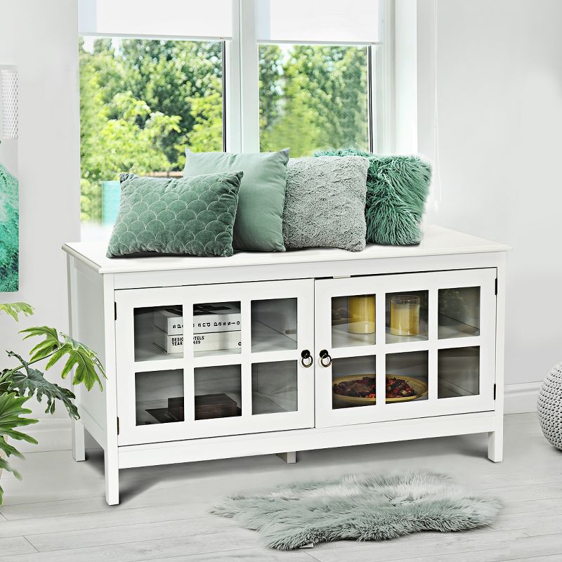 50''TV Stand Modern Wood Storage Console Entertainment Center w/ 2 Doors White, 4 of 8
