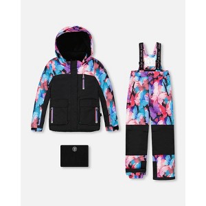 Deux par Deux Girl Two-Piece Play Snowsuit Black Butterfly Print - 1 of 4