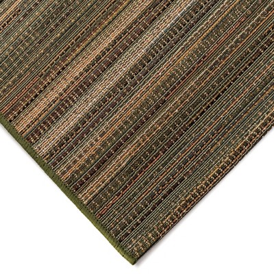 Green and Beige Flat Woven Striped Indoor/Outdoor Rug