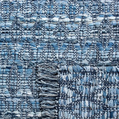 Coastal Breeze Blue Cotton Flatweave 5' x 8' Area Rug