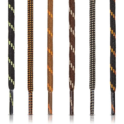 Zodaca 6 Pairs Durable Hiking Shoe Laces in Brown and Black (54 Inches)