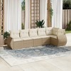 vidaXL 6 Piece Patio Sofa Set with Cushions Beige and Cream Poly Rattan - With Table - 2 of 4