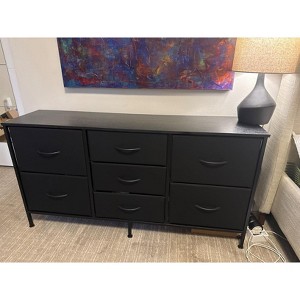 Cozy 7 Drawers Dresser with Wooden Top Metal Frame, Chest of Drawers Storage Closet for Bedroom,Large TV Stand Entertainment Center for 60in TV - 1 of 4