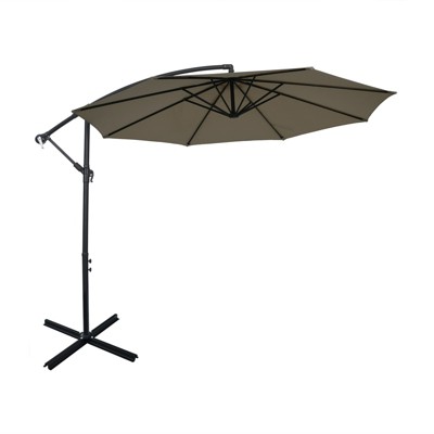 Tangkula 10FT Patio Offset Umbrella 8 Ribs Cantilever Umbrella w/Crank for Poolside Garden