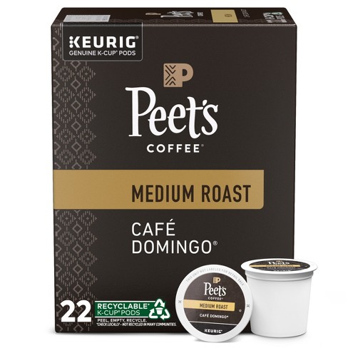 Peet s Cafe Domingo Medium Roast Coffee Keurig K cup Pods 22ct