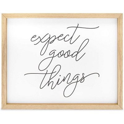 Farmlyn Creek "Expect Good Things" Sign, Farmhouse Wooden Wall Decor (15 x 12 In)