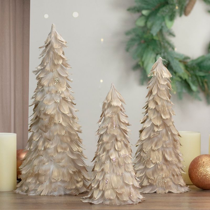 Northlight 12" Gold Feather Cone Table Top Christmas Tree with Glitter, 2 of 5