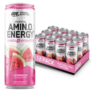 Optimum Nutrition Amino Energy Sparkling Hydration Drink, Watermelon - 12 Fl Oz (Pack of 12) - 1 of 4