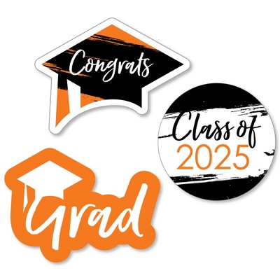 Big Dot of Happiness Orange 2025 Graduation Party - DIY Shaped Cut-Outs - 24 Count