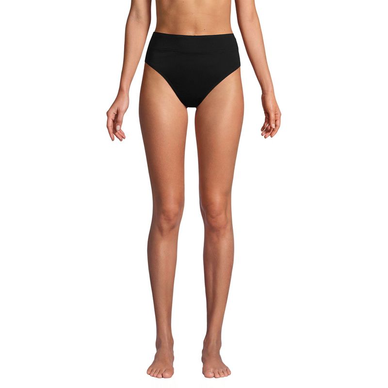 Lands' End Women's Chlorine Resistant High Leg High Waisted Bikini Swim Bottoms, 1 of 5