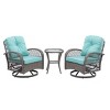 3-Piece Outdoor Swivel Rocker Patio Chairs Set with Cushions and Glass Table, Patio Small Space Chat Sets for Balcony or Backyard-The Pop Home - 2 of 4