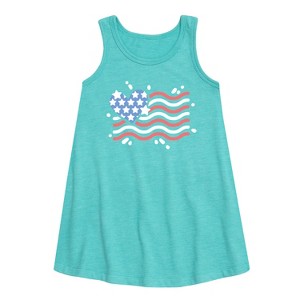 Girls' - Instant Message - 4th of July Graphic Sleeveless Aline Dress - 1 of 3