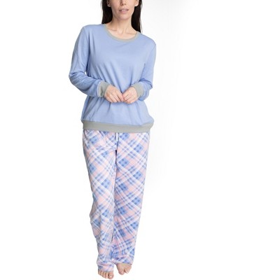 Adr Women's Plush Fleece Pajamas Set, V Neck Winter Pj Set