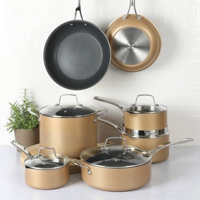 12-Piece Copper Aluminum Nonstick Cookware Set with Glass Lids