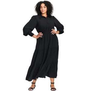 Avenue Women's Plus Size Shiloh Tiered Maxi Dress - 1 of 4