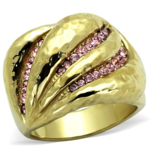 Slickblue Women’s Ring in IP Gold Stainless Steel with Light Rose Synthetic Crystal, Pave-Style Accent, size 5-10 - 1 of 4
