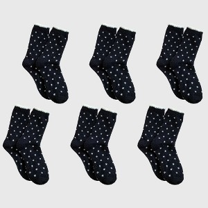 Anna-Kaci Women's 6pk Cozy Polka Dot Fuzzy Socks - Warm & Stylish Mid-Calf Socks for Winter Comfort - 1 of 3