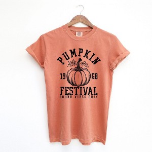 Simply Sage Market Women's Pumpkin Festival Short Sleeve Garment Dyed Tee - 1 of 2