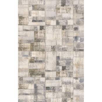 nuLOOM Manon Abstract Blocks Cotton Blend Area Rug 8x10, Gray