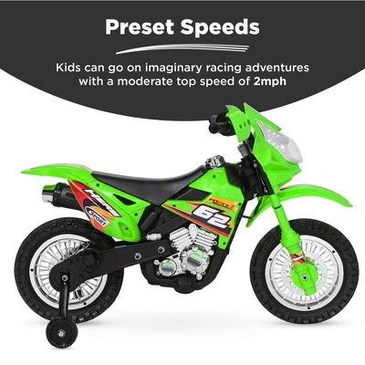 Green 6V Kids Ride-On Motorcycle with Training Wheels
