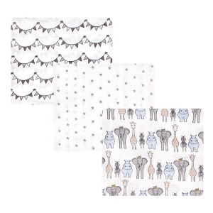 Hudson Baby Infant Boy Cotton Muslin Swaddle Blankets, Blue Royal Safari, One Size - 1 of 4