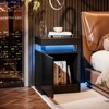 LED Nightstand with One Cabinet, Bedside Table with LED Lights, Modern End Side Table for Bedroom, Black - 2 of 4