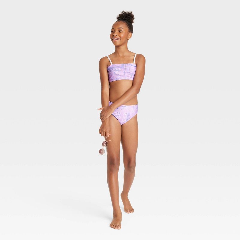 Girls' 3pc Desert Dreamer Swimwear Set - art class™ Lavender, 3 of 6
