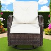 3-Piece Outdoor Chair & Table Set - 2-Person Rattan Seating Group with 360° Swivel Chairs and Glass-Topped Square Table for Patio, Garden, or Balcony - 4 of 4