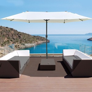 PAGED 15FT Rectangle Patio Umbrella Double Sided Outdoor Market Umbrella with Crank, Base and 12 Ribs for Garden, Poolside - 1 of 4