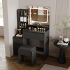 Makeup Vanity Desk with Mirror and Lights, 36" Vanity Table Set with 4 Drawers, USB Ports, Stool, Dressing Table with 3 Lighting Color Adjustable - 2 of 4