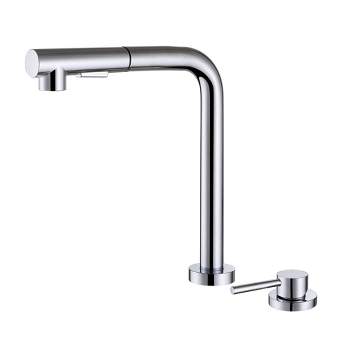 SUMERAIN 2 Hole Kitchen Faucet with Pull Out Sprayer Chrome, Front Window Kitchen Sink Faucet