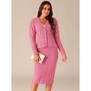 Seta T Women's Two Piece Outfit Fall Winter V Neck Cardigan And Midi Skirts Sweater Sets - 3 of 4