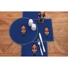 C&F Home Nutcracker Felt Round Placemat Set of 6 Christmas Holiday Solid Blue Embroidery - 2 of 2